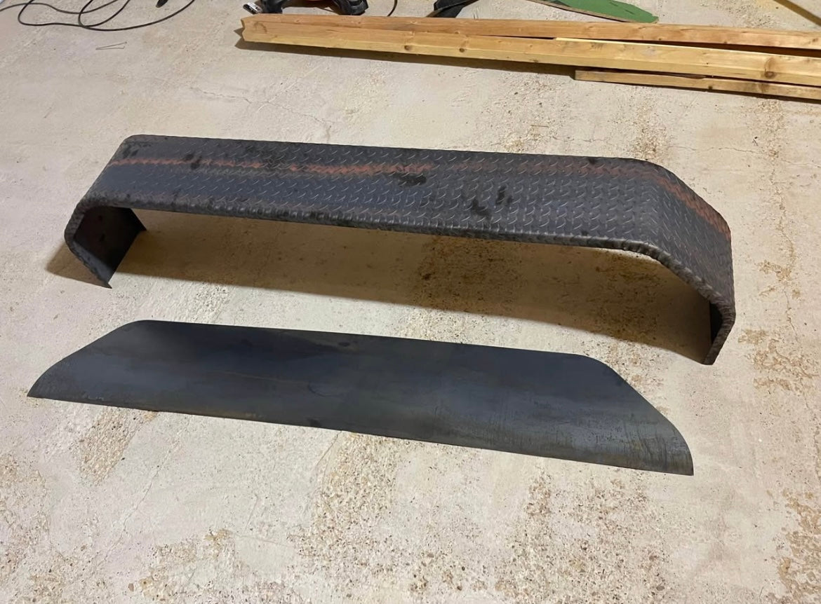 72" x 10" x 17" Tandem Axle Diamond Plate Trailer Fenders – Heavy Duty Steel, With Backing Plates