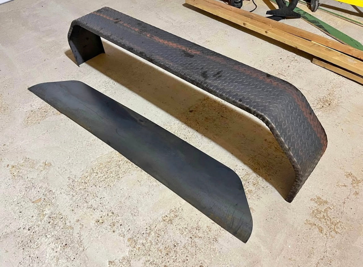 72" x 10" x 17" Tandem Axle Diamond Plate Trailer Fenders – Heavy Duty Steel, With Backing Plates