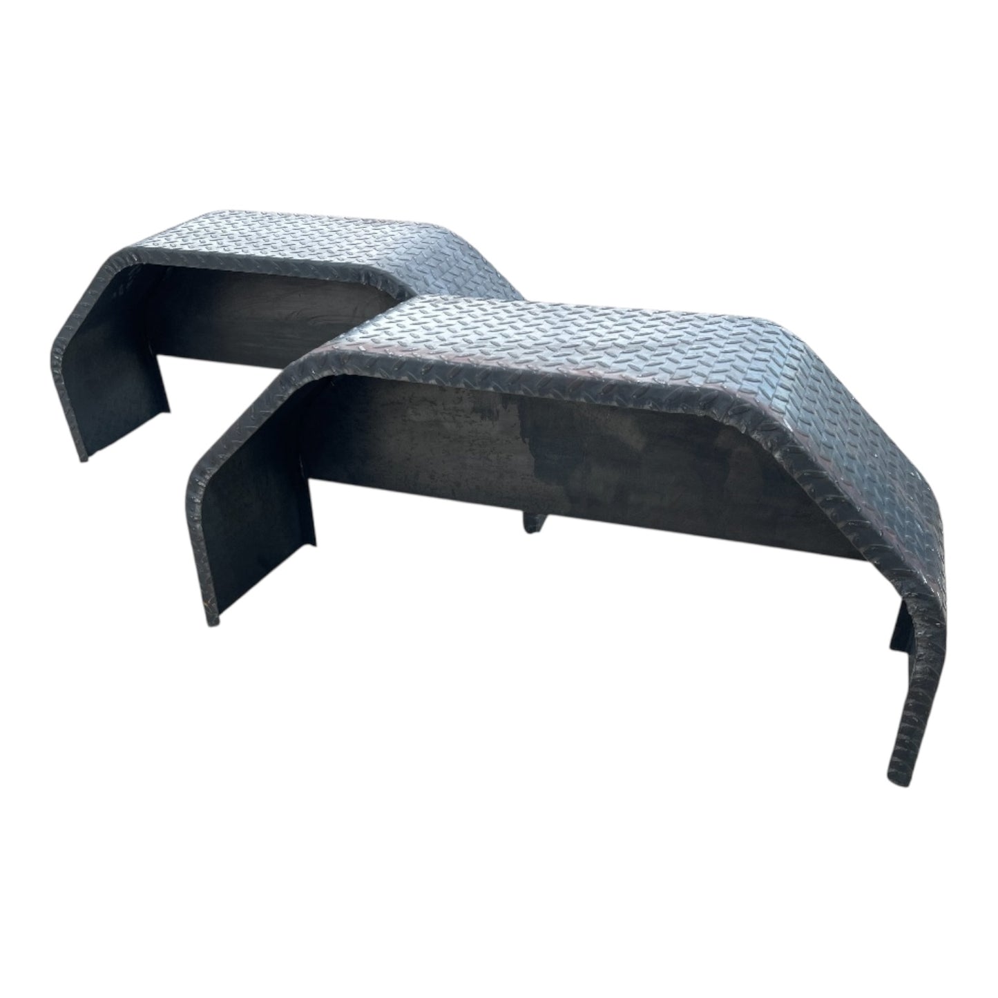 36”x10”x17” Single Axle Diamond Plate Trailer Fenders – Heavy Duty Steel, With Backing Plates