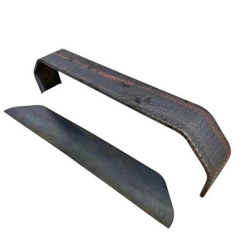 72x10x17 Tandem-Axle Diamond Plate Trailer Fenders with Backing Plates – 14-Gauge
