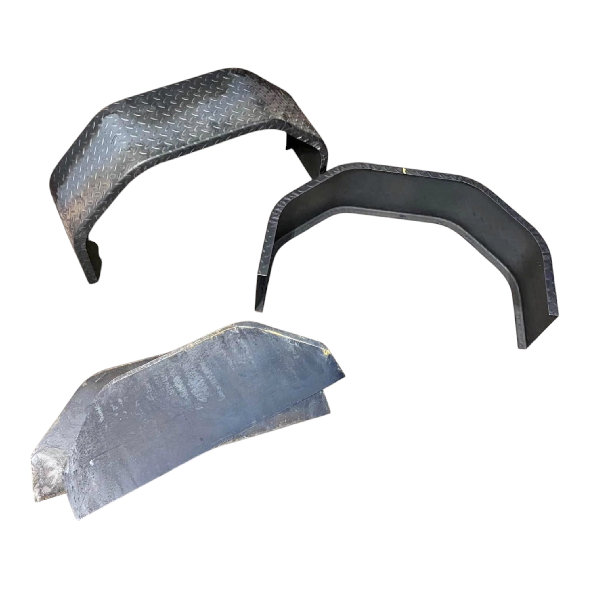 36″ Single-Axle 14-Gauge Diamond Plate Trailer Fenders with Backing Plates