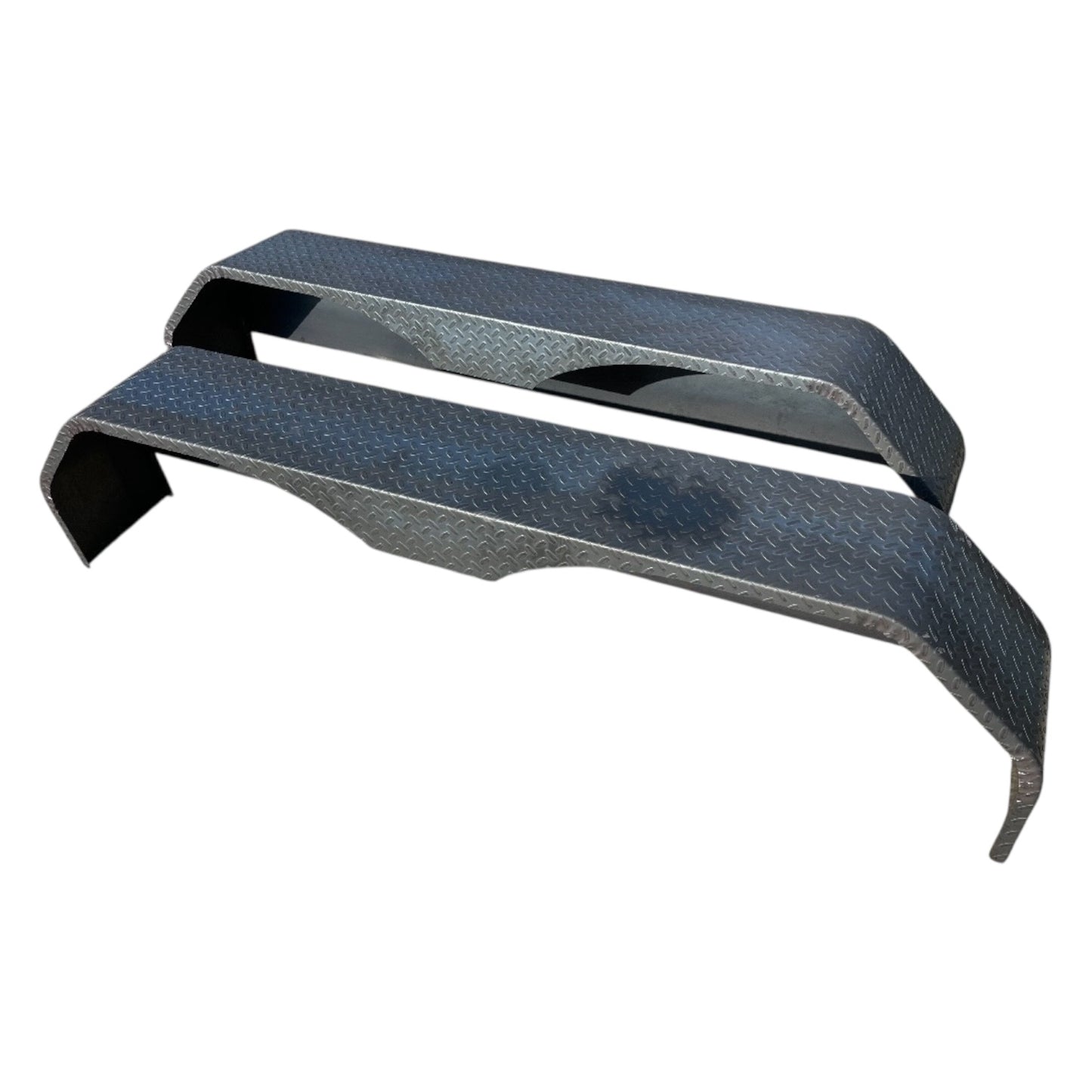 72” x 10” x 17” Tandem Axle Steel Tread Plate Trailer Fenders – Diamond Plate (New Style)