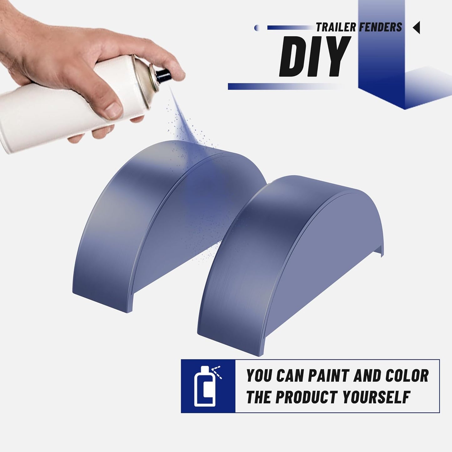 Round Steel Trailer Fenders with Backs – 32" x 9-1/8" x 14-3/8", Fits 14"–16" Wheels (Set of 2)