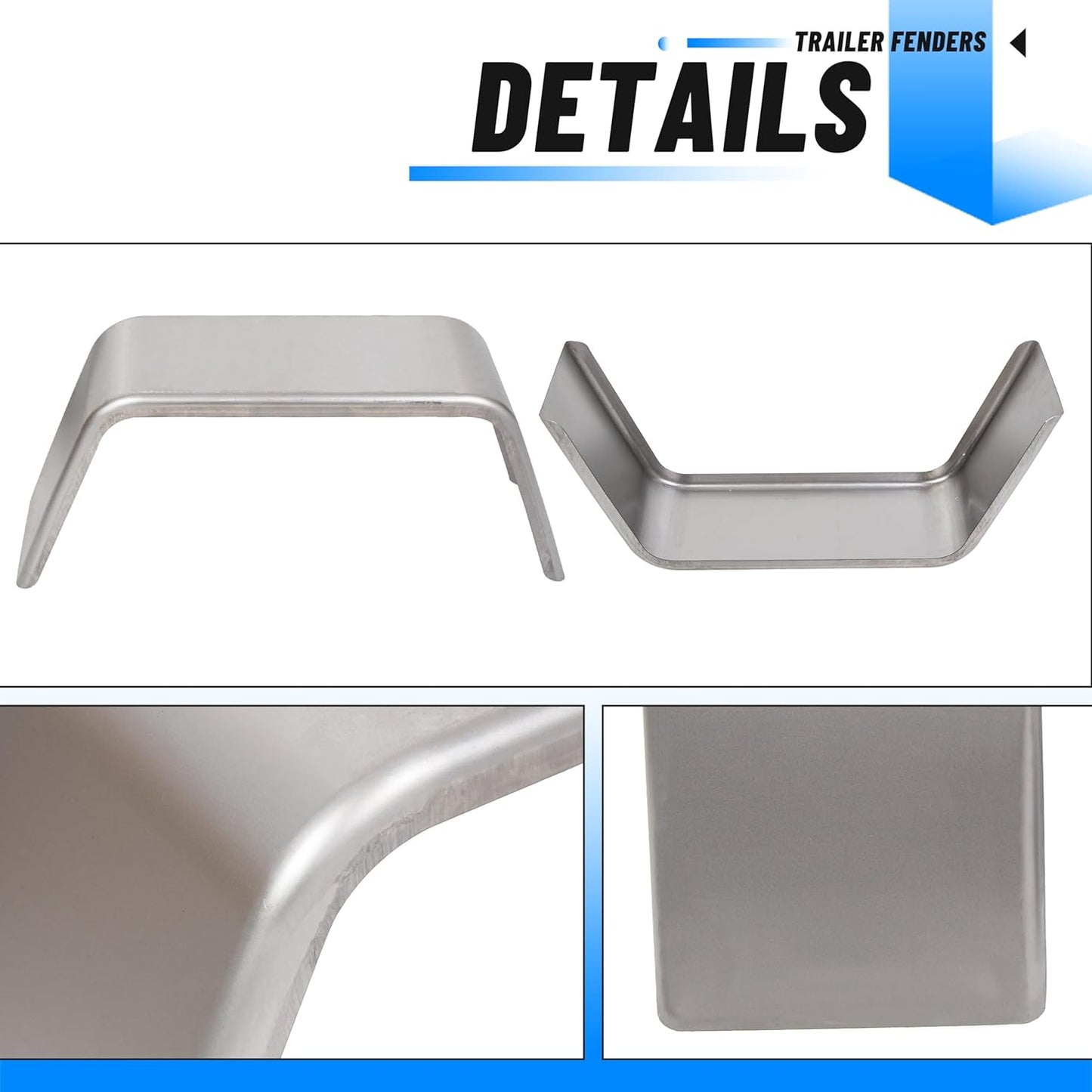 Square Steel Trailer Fenders – Fits 14"–16" Wheels (Set of 2) for Car Hauler, Cargo, Utility & Landscape Trailers