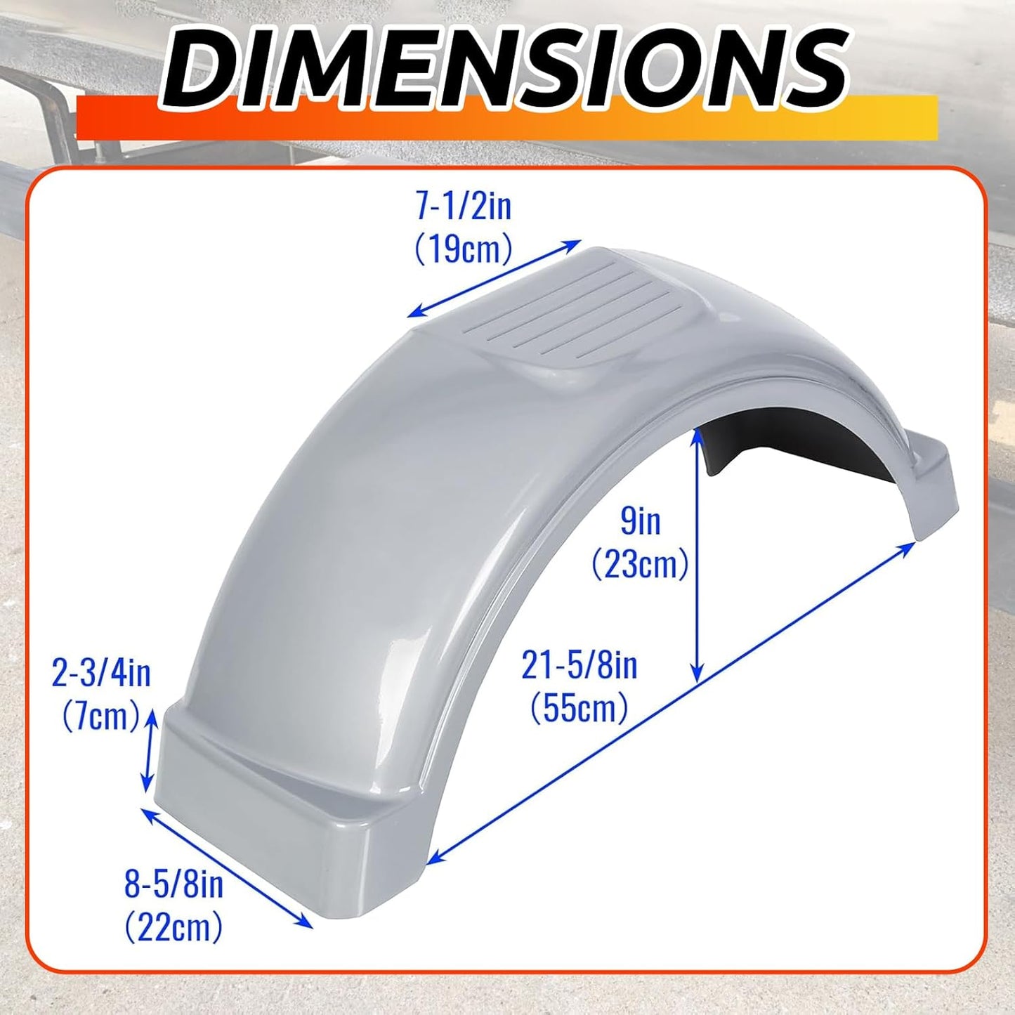 Single Axle Trailer Fenders – Fits 13" Wheels (Set of 2, Durable Plastic)