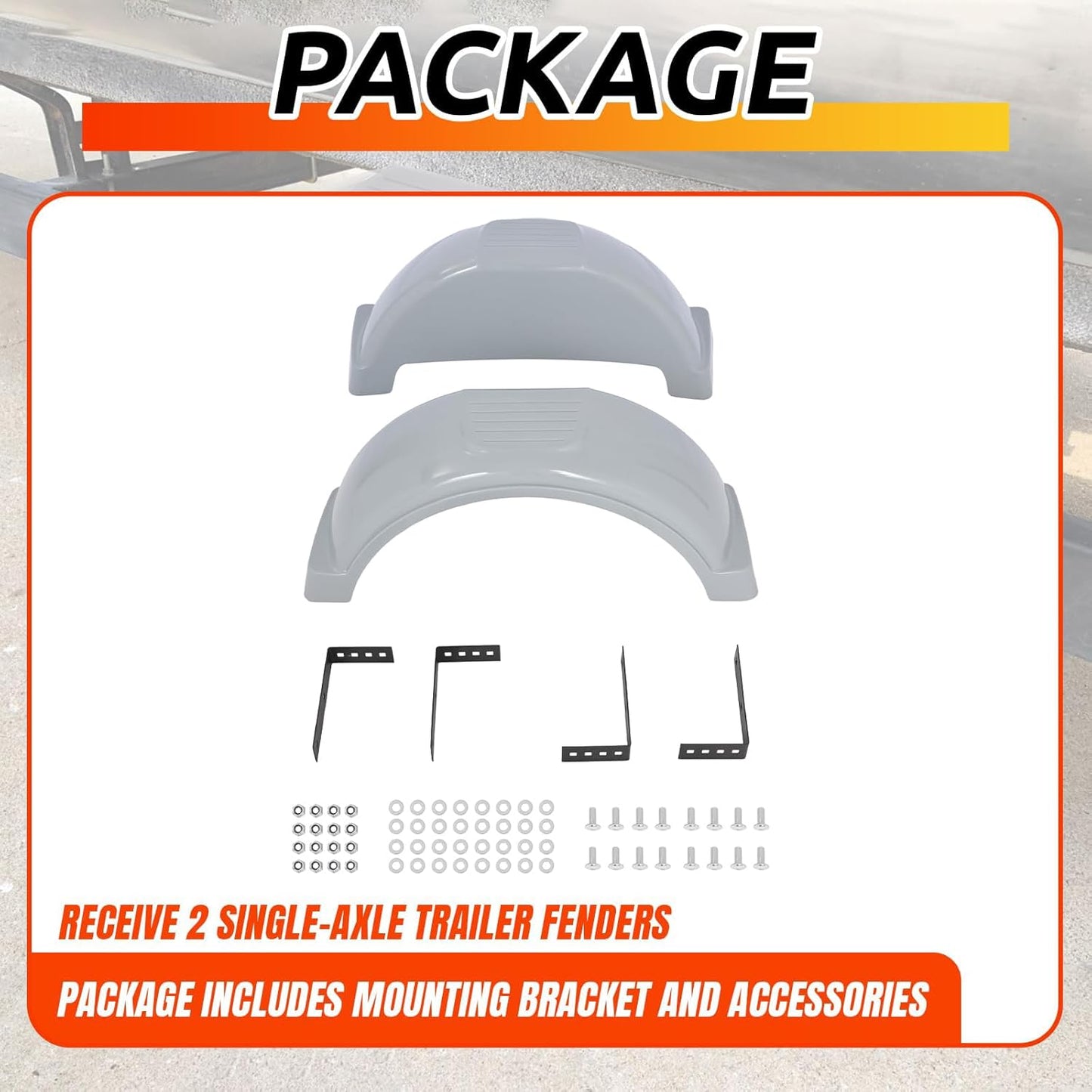 Single Axle Trailer Fenders – Fits 13" Wheels (Set of 2, Durable Plastic)