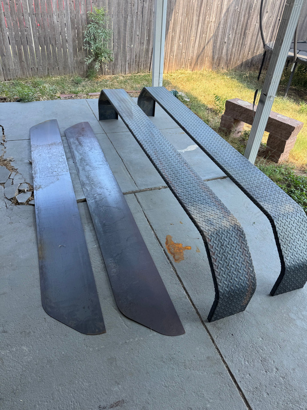 108″ Triple-Axle 14-Gauge Diamond Plate Trailer Fenders with Backing Plates